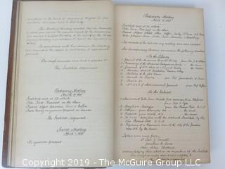 "National Institute For The Promotion of Science; 1840"; leather bound ledger. This is an important historical, scientific and cultural artifact.  Every page and piece of paper has been photographed. The National Institute was the initial repository for collections of artifacts brought to the U.S. by the United States Exploring Expedition of 1838, as well as various other objects accumulated by the government, such as items owned by early American politicians, patent models, and natural objects.  There is an entry on page 25 that records the transfer of a desk used by George Washington to the Institute, as Directed by the President of the United States, with a signature of Z. Taylor. 
The signature has not been authenticated, but it does appear to be in a hand other than the recording secretary. Such artifacts were the precursor to the Smithsonian Institution collection. (142 photos) {Description Altered: Feb. 18; 7:42pm ET; 2019}  