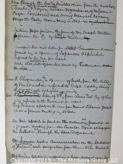 "National Institute For The Promotion of Science; 1840"; leather bound ledger. This is an important historical, scientific and cultural artifact.  Every page and piece of paper has been photographed. The National Institute was the initial repository for collections of artifacts brought to the U.S. by the United States Exploring Expedition of 1838, as well as various other objects accumulated by the government, such as items owned by early American politicians, patent models, and natural objects.  There is an entry on page 25 that records the transfer of a desk used by George Washington to the Institute, as Directed by the President of the United States, with a signature of Z. Taylor. 
The signature has not been authenticated, but it does appear to be in a hand other than the recording secretary. Such artifacts were the precursor to the Smithsonian Institution collection. (142 photos) {Description Altered: Feb. 18; 7:42pm ET; 2019}  