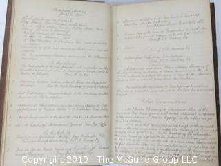 "National Institute For The Promotion of Science; 1840"; leather bound ledger. This is an important historical, scientific and cultural artifact.  Every page and piece of paper has been photographed. The National Institute was the initial repository for collections of artifacts brought to the U.S. by the United States Exploring Expedition of 1838, as well as various other objects accumulated by the government, such as items owned by early American politicians, patent models, and natural objects.  There is an entry on page 25 that records the transfer of a desk used by George Washington to the Institute, as Directed by the President of the United States, with a signature of Z. Taylor. 
The signature has not been authenticated, but it does appear to be in a hand other than the recording secretary. Such artifacts were the precursor to the Smithsonian Institution collection. (142 photos) {Description Altered: Feb. 18; 7:42pm ET; 2019}  