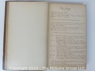 "National Institute For The Promotion of Science; 1840"; leather bound ledger. This is an important historical, scientific and cultural artifact.  Every page and piece of paper has been photographed. The National Institute was the initial repository for collections of artifacts brought to the U.S. by the United States Exploring Expedition of 1838, as well as various other objects accumulated by the government, such as items owned by early American politicians, patent models, and natural objects.  There is an entry on page 25 that records the transfer of a desk used by George Washington to the Institute, as Directed by the President of the United States, with a signature of Z. Taylor. 
The signature has not been authenticated, but it does appear to be in a hand other than the recording secretary. Such artifacts were the precursor to the Smithsonian Institution collection. (142 photos) {Description Altered: Feb. 18; 7:42pm ET; 2019}  