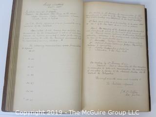 "National Institute For The Promotion of Science; 1840"; leather bound ledger. This is an important historical, scientific and cultural artifact.  Every page and piece of paper has been photographed. The National Institute was the initial repository for collections of artifacts brought to the U.S. by the United States Exploring Expedition of 1838, as well as various other objects accumulated by the government, such as items owned by early American politicians, patent models, and natural objects.  There is an entry on page 25 that records the transfer of a desk used by George Washington to the Institute, as Directed by the President of the United States, with a signature of Z. Taylor. 
The signature has not been authenticated, but it does appear to be in a hand other than the recording secretary. Such artifacts were the precursor to the Smithsonian Institution collection. (142 photos) {Description Altered: Feb. 18; 7:42pm ET; 2019}  