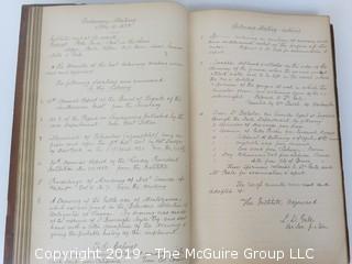 "National Institute For The Promotion of Science; 1840"; leather bound ledger. This is an important historical, scientific and cultural artifact.  Every page and piece of paper has been photographed. The National Institute was the initial repository for collections of artifacts brought to the U.S. by the United States Exploring Expedition of 1838, as well as various other objects accumulated by the government, such as items owned by early American politicians, patent models, and natural objects.  There is an entry on page 25 that records the transfer of a desk used by George Washington to the Institute, as Directed by the President of the United States, with a signature of Z. Taylor. 
The signature has not been authenticated, but it does appear to be in a hand other than the recording secretary. Such artifacts were the precursor to the Smithsonian Institution collection. (142 photos) {Description Altered: Feb. 18; 7:42pm ET; 2019}  