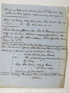 "National Institute For The Promotion of Science; 1840"; leather bound ledger. This is an important historical, scientific and cultural artifact.  Every page and piece of paper has been photographed. The National Institute was the initial repository for collections of artifacts brought to the U.S. by the United States Exploring Expedition of 1838, as well as various other objects accumulated by the government, such as items owned by early American politicians, patent models, and natural objects.  There is an entry on page 25 that records the transfer of a desk used by George Washington to the Institute, as Directed by the President of the United States, with a signature of Z. Taylor. 
The signature has not been authenticated, but it does appear to be in a hand other than the recording secretary. Such artifacts were the precursor to the Smithsonian Institution collection. (142 photos) {Description Altered: Feb. 18; 7:42pm ET; 2019}  