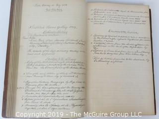 "National Institute For The Promotion of Science; 1840"; leather bound ledger. This is an important historical, scientific and cultural artifact.  Every page and piece of paper has been photographed. The National Institute was the initial repository for collections of artifacts brought to the U.S. by the United States Exploring Expedition of 1838, as well as various other objects accumulated by the government, such as items owned by early American politicians, patent models, and natural objects.  There is an entry on page 25 that records the transfer of a desk used by George Washington to the Institute, as Directed by the President of the United States, with a signature of Z. Taylor. 
The signature has not been authenticated, but it does appear to be in a hand other than the recording secretary. Such artifacts were the precursor to the Smithsonian Institution collection. (142 photos) {Description Altered: Feb. 18; 7:42pm ET; 2019}  