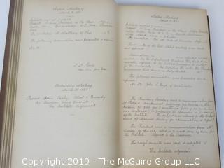 "National Institute For The Promotion of Science; 1840"; leather bound ledger. This is an important historical, scientific and cultural artifact.  Every page and piece of paper has been photographed. The National Institute was the initial repository for collections of artifacts brought to the U.S. by the United States Exploring Expedition of 1838, as well as various other objects accumulated by the government, such as items owned by early American politicians, patent models, and natural objects.  There is an entry on page 25 that records the transfer of a desk used by George Washington to the Institute, as Directed by the President of the United States, with a signature of Z. Taylor. 
The signature has not been authenticated, but it does appear to be in a hand other than the recording secretary. Such artifacts were the precursor to the Smithsonian Institution collection. (142 photos) {Description Altered: Feb. 18; 7:42pm ET; 2019}  