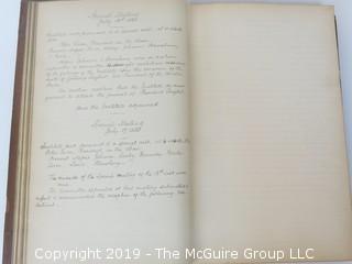 "National Institute For The Promotion of Science; 1840"; leather bound ledger. This is an important historical, scientific and cultural artifact.  Every page and piece of paper has been photographed. The National Institute was the initial repository for collections of artifacts brought to the U.S. by the United States Exploring Expedition of 1838, as well as various other objects accumulated by the government, such as items owned by early American politicians, patent models, and natural objects.  There is an entry on page 25 that records the transfer of a desk used by George Washington to the Institute, as Directed by the President of the United States, with a signature of Z. Taylor. 
The signature has not been authenticated, but it does appear to be in a hand other than the recording secretary. Such artifacts were the precursor to the Smithsonian Institution collection. (142 photos) {Description Altered: Feb. 18; 7:42pm ET; 2019}  