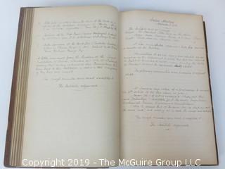 "National Institute For The Promotion of Science; 1840"; leather bound ledger. This is an important historical, scientific and cultural artifact.  Every page and piece of paper has been photographed. The National Institute was the initial repository for collections of artifacts brought to the U.S. by the United States Exploring Expedition of 1838, as well as various other objects accumulated by the government, such as items owned by early American politicians, patent models, and natural objects.  There is an entry on page 25 that records the transfer of a desk used by George Washington to the Institute, as Directed by the President of the United States, with a signature of Z. Taylor. 
The signature has not been authenticated, but it does appear to be in a hand other than the recording secretary. Such artifacts were the precursor to the Smithsonian Institution collection. (142 photos) {Description Altered: Feb. 18; 7:42pm ET; 2019}  