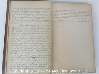 "National Institute For The Promotion of Science; 1840"; leather bound ledger. This is an important historical, scientific and cultural artifact.  Every page and piece of paper has been photographed. The National Institute was the initial repository for collections of artifacts brought to the U.S. by the United States Exploring Expedition of 1838, as well as various other objects accumulated by the government, such as items owned by early American politicians, patent models, and natural objects.  There is an entry on page 25 that records the transfer of a desk used by George Washington to the Institute, as Directed by the President of the United States, with a signature of Z. Taylor. 
The signature has not been authenticated, but it does appear to be in a hand other than the recording secretary. Such artifacts were the precursor to the Smithsonian Institution collection. (142 photos) {Description Altered: Feb. 18; 7:42pm ET; 2019}  