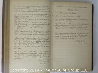 "National Institute For The Promotion of Science; 1840"; leather bound ledger. This is an important historical, scientific and cultural artifact.  Every page and piece of paper has been photographed. The National Institute was the initial repository for collections of artifacts brought to the U.S. by the United States Exploring Expedition of 1838, as well as various other objects accumulated by the government, such as items owned by early American politicians, patent models, and natural objects.  There is an entry on page 25 that records the transfer of a desk used by George Washington to the Institute, as Directed by the President of the United States, with a signature of Z. Taylor. 
The signature has not been authenticated, but it does appear to be in a hand other than the recording secretary. Such artifacts were the precursor to the Smithsonian Institution collection. (142 photos) {Description Altered: Feb. 18; 7:42pm ET; 2019}  