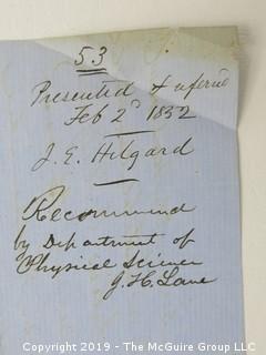 "National Institute For The Promotion of Science; 1840"; leather bound ledger. This is an important historical, scientific and cultural artifact.  Every page and piece of paper has been photographed. The National Institute was the initial repository for collections of artifacts brought to the U.S. by the United States Exploring Expedition of 1838, as well as various other objects accumulated by the government, such as items owned by early American politicians, patent models, and natural objects.  There is an entry on page 25 that records the transfer of a desk used by George Washington to the Institute, as Directed by the President of the United States, with a signature of Z. Taylor. 
The signature has not been authenticated, but it does appear to be in a hand other than the recording secretary. Such artifacts were the precursor to the Smithsonian Institution collection. (142 photos) {Description Altered: Feb. 18; 7:42pm ET; 2019}  