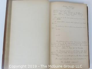 "National Institute For The Promotion of Science; 1840"; leather bound ledger. This is an important historical, scientific and cultural artifact.  Every page and piece of paper has been photographed. The National Institute was the initial repository for collections of artifacts brought to the U.S. by the United States Exploring Expedition of 1838, as well as various other objects accumulated by the government, such as items owned by early American politicians, patent models, and natural objects.  There is an entry on page 25 that records the transfer of a desk used by George Washington to the Institute, as Directed by the President of the United States, with a signature of Z. Taylor. 
The signature has not been authenticated, but it does appear to be in a hand other than the recording secretary. Such artifacts were the precursor to the Smithsonian Institution collection. (142 photos) {Description Altered: Feb. 18; 7:42pm ET; 2019}  