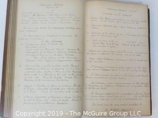 "National Institute For The Promotion of Science; 1840"; leather bound ledger. This is an important historical, scientific and cultural artifact.  Every page and piece of paper has been photographed. The National Institute was the initial repository for collections of artifacts brought to the U.S. by the United States Exploring Expedition of 1838, as well as various other objects accumulated by the government, such as items owned by early American politicians, patent models, and natural objects.  There is an entry on page 25 that records the transfer of a desk used by George Washington to the Institute, as Directed by the President of the United States, with a signature of Z. Taylor. 
The signature has not been authenticated, but it does appear to be in a hand other than the recording secretary. Such artifacts were the precursor to the Smithsonian Institution collection. (142 photos) {Description Altered: Feb. 18; 7:42pm ET; 2019}  