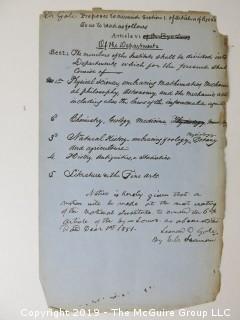 "National Institute For The Promotion of Science; 1840"; leather bound ledger. This is an important historical, scientific and cultural artifact.  Every page and piece of paper has been photographed. The National Institute was the initial repository for collections of artifacts brought to the U.S. by the United States Exploring Expedition of 1838, as well as various other objects accumulated by the government, such as items owned by early American politicians, patent models, and natural objects.  There is an entry on page 25 that records the transfer of a desk used by George Washington to the Institute, as Directed by the President of the United States, with a signature of Z. Taylor. 
The signature has not been authenticated, but it does appear to be in a hand other than the recording secretary. Such artifacts were the precursor to the Smithsonian Institution collection. (142 photos) {Description Altered: Feb. 18; 7:42pm ET; 2019}  