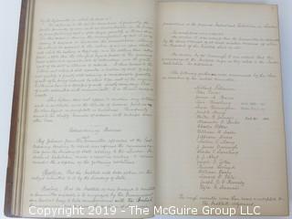 "National Institute For The Promotion of Science; 1840"; leather bound ledger. This is an important historical, scientific and cultural artifact.  Every page and piece of paper has been photographed. The National Institute was the initial repository for collections of artifacts brought to the U.S. by the United States Exploring Expedition of 1838, as well as various other objects accumulated by the government, such as items owned by early American politicians, patent models, and natural objects.  There is an entry on page 25 that records the transfer of a desk used by George Washington to the Institute, as Directed by the President of the United States, with a signature of Z. Taylor. 
The signature has not been authenticated, but it does appear to be in a hand other than the recording secretary. Such artifacts were the precursor to the Smithsonian Institution collection. (142 photos) {Description Altered: Feb. 18; 7:42pm ET; 2019}  