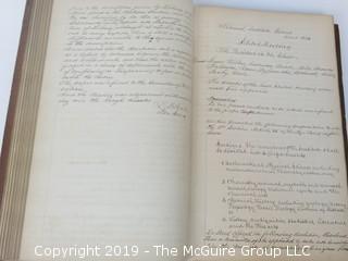 "National Institute For The Promotion of Science; 1840"; leather bound ledger. This is an important historical, scientific and cultural artifact.  Every page and piece of paper has been photographed. The National Institute was the initial repository for collections of artifacts brought to the U.S. by the United States Exploring Expedition of 1838, as well as various other objects accumulated by the government, such as items owned by early American politicians, patent models, and natural objects.  There is an entry on page 25 that records the transfer of a desk used by George Washington to the Institute, as Directed by the President of the United States, with a signature of Z. Taylor. 
The signature has not been authenticated, but it does appear to be in a hand other than the recording secretary. Such artifacts were the precursor to the Smithsonian Institution collection. (142 photos) {Description Altered: Feb. 18; 7:42pm ET; 2019}  