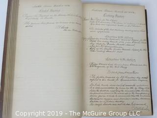 "National Institute For The Promotion of Science; 1840"; leather bound ledger. This is an important historical, scientific and cultural artifact.  Every page and piece of paper has been photographed. The National Institute was the initial repository for collections of artifacts brought to the U.S. by the United States Exploring Expedition of 1838, as well as various other objects accumulated by the government, such as items owned by early American politicians, patent models, and natural objects.  There is an entry on page 25 that records the transfer of a desk used by George Washington to the Institute, as Directed by the President of the United States, with a signature of Z. Taylor. 
The signature has not been authenticated, but it does appear to be in a hand other than the recording secretary. Such artifacts were the precursor to the Smithsonian Institution collection. (142 photos) {Description Altered: Feb. 18; 7:42pm ET; 2019}  