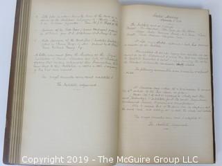 "National Institute For The Promotion of Science; 1840"; leather bound ledger. This is an important historical, scientific and cultural artifact.  Every page and piece of paper has been photographed. The National Institute was the initial repository for collections of artifacts brought to the U.S. by the United States Exploring Expedition of 1838, as well as various other objects accumulated by the government, such as items owned by early American politicians, patent models, and natural objects.  There is an entry on page 25 that records the transfer of a desk used by George Washington to the Institute, as Directed by the President of the United States, with a signature of Z. Taylor. 
The signature has not been authenticated, but it does appear to be in a hand other than the recording secretary. Such artifacts were the precursor to the Smithsonian Institution collection. (142 photos) {Description Altered: Feb. 18; 7:42pm ET; 2019}  
