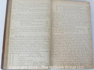"National Institute For The Promotion of Science; 1840"; leather bound ledger. This is an important historical, scientific and cultural artifact.  Every page and piece of paper has been photographed. The National Institute was the initial repository for collections of artifacts brought to the U.S. by the United States Exploring Expedition of 1838, as well as various other objects accumulated by the government, such as items owned by early American politicians, patent models, and natural objects.  There is an entry on page 25 that records the transfer of a desk used by George Washington to the Institute, as Directed by the President of the United States, with a signature of Z. Taylor. 
The signature has not been authenticated, but it does appear to be in a hand other than the recording secretary. Such artifacts were the precursor to the Smithsonian Institution collection. (142 photos) {Description Altered: Feb. 18; 7:42pm ET; 2019}  