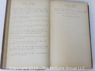 "National Institute For The Promotion of Science; 1840"; leather bound ledger. This is an important historical, scientific and cultural artifact.  Every page and piece of paper has been photographed. The National Institute was the initial repository for collections of artifacts brought to the U.S. by the United States Exploring Expedition of 1838, as well as various other objects accumulated by the government, such as items owned by early American politicians, patent models, and natural objects.  There is an entry on page 25 that records the transfer of a desk used by George Washington to the Institute, as Directed by the President of the United States, with a signature of Z. Taylor. 
The signature has not been authenticated, but it does appear to be in a hand other than the recording secretary. Such artifacts were the precursor to the Smithsonian Institution collection. (142 photos) {Description Altered: Feb. 18; 7:42pm ET; 2019}  