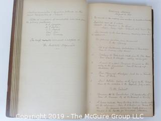 "National Institute For The Promotion of Science; 1840"; leather bound ledger. This is an important historical, scientific and cultural artifact.  Every page and piece of paper has been photographed. The National Institute was the initial repository for collections of artifacts brought to the U.S. by the United States Exploring Expedition of 1838, as well as various other objects accumulated by the government, such as items owned by early American politicians, patent models, and natural objects.  There is an entry on page 25 that records the transfer of a desk used by George Washington to the Institute, as Directed by the President of the United States, with a signature of Z. Taylor. 
The signature has not been authenticated, but it does appear to be in a hand other than the recording secretary. Such artifacts were the precursor to the Smithsonian Institution collection. (142 photos) {Description Altered: Feb. 18; 7:42pm ET; 2019}  