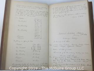 "National Institute For The Promotion of Science; 1840"; leather bound ledger. This is an important historical, scientific and cultural artifact.  Every page and piece of paper has been photographed. The National Institute was the initial repository for collections of artifacts brought to the U.S. by the United States Exploring Expedition of 1838, as well as various other objects accumulated by the government, such as items owned by early American politicians, patent models, and natural objects.  There is an entry on page 25 that records the transfer of a desk used by George Washington to the Institute, as Directed by the President of the United States, with a signature of Z. Taylor. 
The signature has not been authenticated, but it does appear to be in a hand other than the recording secretary. Such artifacts were the precursor to the Smithsonian Institution collection. (142 photos) {Description Altered: Feb. 18; 7:42pm ET; 2019}  