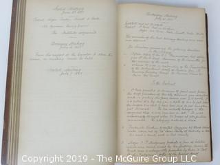 "National Institute For The Promotion of Science; 1840"; leather bound ledger. This is an important historical, scientific and cultural artifact.  Every page and piece of paper has been photographed. The National Institute was the initial repository for collections of artifacts brought to the U.S. by the United States Exploring Expedition of 1838, as well as various other objects accumulated by the government, such as items owned by early American politicians, patent models, and natural objects.  There is an entry on page 25 that records the transfer of a desk used by George Washington to the Institute, as Directed by the President of the United States, with a signature of Z. Taylor. 
The signature has not been authenticated, but it does appear to be in a hand other than the recording secretary. Such artifacts were the precursor to the Smithsonian Institution collection. (142 photos) {Description Altered: Feb. 18; 7:42pm ET; 2019}  