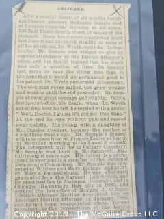 FAMILY RESEARCH - DO NOT BID  There is much history in the material in this auction, as the names Olcott, McAllister, Stetson, Semple, Barry all contributed in important ways to the building of the present.  Long before the days of ancestry.com, each generation preserved their place in history by recording and storing their stories.  We are presenting all bidders the hundreds of photos we have taken to capture that history. If you have an interest in this material, it appears at the end of the auction as Lot 501. BID THERE - NOT HERE....and yes, the family, my client, has poured over all of this.... (80 photos)