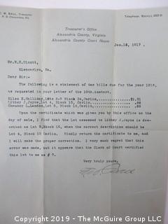 Mr. Curtis and Mr. Burdett established The Carlin Springs Cooperative Association in 1888.  Everything found pursuant to the Association is being offered in this 1 Lot, as there may be an interest in keeping it together for historical preservation.  The Association, the first planned community in Arlington County and one of the first nationwide, offered 360 shares at $50 each.  The Association was disbanded in 1924, and included here are stock certificates issued and redeemed that comprise 329 of the 360 shares in the offering.  In addition, there are cards indicating the Stock Cert #, the number of shares, the Purchaser, the Lot and Block #'s.  Also included are voluminous papers that encompass the Treasurer's reports, invoices, advertisements, management notes and correspondence.  (Note:  If you would like to inspect, text me at 202-441-5446  to set up a appointment in a warm environment) 247 photos