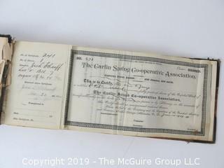 Mr. Curtis and Mr. Burdett established The Carlin Springs Cooperative Association in 1888.  Everything found pursuant to the Association is being offered in this 1 Lot, as there may be an interest in keeping it together for historical preservation.  The Association, the first planned community in Arlington County and one of the first nationwide, offered 360 shares at $50 each.  The Association was disbanded in 1924, and included here are stock certificates issued and redeemed that comprise 329 of the 360 shares in the offering.  In addition, there are cards indicating the Stock Cert #, the number of shares, the Purchaser, the Lot and Block #'s.  Also included are voluminous papers that encompass the Treasurer's reports, invoices, advertisements, management notes and correspondence.  (Note:  If you would like to inspect, text me at 202-441-5446  to set up a appointment in a warm environment) 247 photos