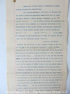 Mr. Curtis and Mr. Burdett established The Carlin Springs Cooperative Association in 1888.  Everything found pursuant to the Association is being offered in this 1 Lot, as there may be an interest in keeping it together for historical preservation.  The Association, the first planned community in Arlington County and one of the first nationwide, offered 360 shares at $50 each.  The Association was disbanded in 1924, and included here are stock certificates issued and redeemed that comprise 329 of the 360 shares in the offering.  In addition, there are cards indicating the Stock Cert #, the number of shares, the Purchaser, the Lot and Block #'s.  Also included are voluminous papers that encompass the Treasurer's reports, invoices, advertisements, management notes and correspondence.  (Note:  If you would like to inspect, text me at 202-441-5446  to set up a appointment in a warm environment) 247 photos