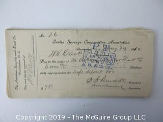 Mr. Curtis and Mr. Burdett established The Carlin Springs Cooperative Association in 1888.  Everything found pursuant to the Association is being offered in this 1 Lot, as there may be an interest in keeping it together for historical preservation.  The Association, the first planned community in Arlington County and one of the first nationwide, offered 360 shares at $50 each.  The Association was disbanded in 1924, and included here are stock certificates issued and redeemed that comprise 329 of the 360 shares in the offering.  In addition, there are cards indicating the Stock Cert #, the number of shares, the Purchaser, the Lot and Block #'s.  Also included are voluminous papers that encompass the Treasurer's reports, invoices, advertisements, management notes and correspondence.  (Note:  If you would like to inspect, text me at 202-441-5446  to set up a appointment in a warm environment) 247 photos