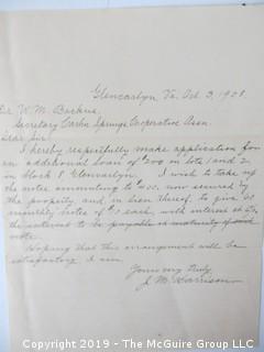 Mr. Curtis and Mr. Burdett established The Carlin Springs Cooperative Association in 1888.  Everything found pursuant to the Association is being offered in this 1 Lot, as there may be an interest in keeping it together for historical preservation.  The Association, the first planned community in Arlington County and one of the first nationwide, offered 360 shares at $50 each.  The Association was disbanded in 1924, and included here are stock certificates issued and redeemed that comprise 329 of the 360 shares in the offering.  In addition, there are cards indicating the Stock Cert #, the number of shares, the Purchaser, the Lot and Block #'s.  Also included are voluminous papers that encompass the Treasurer's reports, invoices, advertisements, management notes and correspondence.  (Note:  If you would like to inspect, text me at 202-441-5446  to set up a appointment in a warm environment) 247 photos
