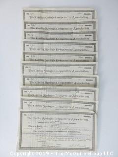 Mr. Curtis and Mr. Burdett established The Carlin Springs Cooperative Association in 1888.  Everything found pursuant to the Association is being offered in this 1 Lot, as there may be an interest in keeping it together for historical preservation.  The Association, the first planned community in Arlington County and one of the first nationwide, offered 360 shares at $50 each.  The Association was disbanded in 1924, and included here are stock certificates issued and redeemed that comprise 329 of the 360 shares in the offering.  In addition, there are cards indicating the Stock Cert #, the number of shares, the Purchaser, the Lot and Block #'s.  Also included are voluminous papers that encompass the Treasurer's reports, invoices, advertisements, management notes and correspondence.  (Note:  If you would like to inspect, text me at 202-441-5446  to set up a appointment in a warm environment) 247 photos