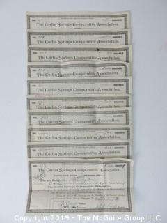 Mr. Curtis and Mr. Burdett established The Carlin Springs Cooperative Association in 1888.  Everything found pursuant to the Association is being offered in this 1 Lot, as there may be an interest in keeping it together for historical preservation.  The Association, the first planned community in Arlington County and one of the first nationwide, offered 360 shares at $50 each.  The Association was disbanded in 1924, and included here are stock certificates issued and redeemed that comprise 329 of the 360 shares in the offering.  In addition, there are cards indicating the Stock Cert #, the number of shares, the Purchaser, the Lot and Block #'s.  Also included are voluminous papers that encompass the Treasurer's reports, invoices, advertisements, management notes and correspondence.  (Note:  If you would like to inspect, text me at 202-441-5446  to set up a appointment in a warm environment) 247 photos