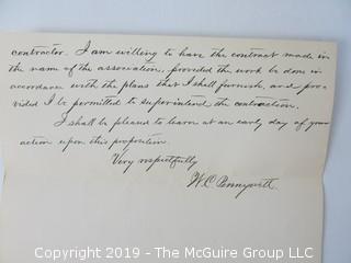 Mr. Curtis and Mr. Burdett established The Carlin Springs Cooperative Association in 1888.  Everything found pursuant to the Association is being offered in this 1 Lot, as there may be an interest in keeping it together for historical preservation.  The Association, the first planned community in Arlington County and one of the first nationwide, offered 360 shares at $50 each.  The Association was disbanded in 1924, and included here are stock certificates issued and redeemed that comprise 329 of the 360 shares in the offering.  In addition, there are cards indicating the Stock Cert #, the number of shares, the Purchaser, the Lot and Block #'s.  Also included are voluminous papers that encompass the Treasurer's reports, invoices, advertisements, management notes and correspondence.  (Note:  If you would like to inspect, text me at 202-441-5446  to set up a appointment in a warm environment) 247 photos