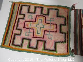 Pair of Navajo Single Saddle Blankets; note the color bleed; each 18 1/2 x 23"