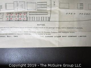 Letter from "Catharpia"; Cunard Lines Steamship; as well as the schematic layout of the ship; famous for rescuing 702 passengers from the Titanic