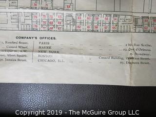 Letter from "Catharpia"; Cunard Lines Steamship; as well as the schematic layout of the ship; famous for rescuing 702 passengers from the Titanic