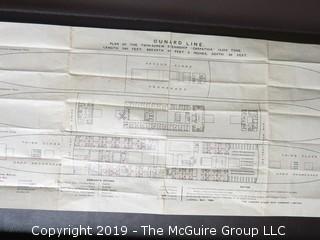 Letter from "Catharpia"; Cunard Lines Steamship; as well as the schematic layout of the ship; famous for rescuing 702 passengers from the Titanic