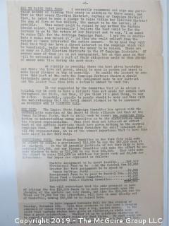 Documents from the New York Women's Suffrage Campaign of 1915; including expense reports of Jane Olcott from the field; a 3 page update to the troops from Carrie Chapman Catt; and a letter from Josephine Carey, Street Railway Employees' Union, asking her members to support the women on Nov. 2, 1915. 
   