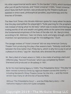 (8) Books of Plays Written by Philip Barry; best known for "The Philadelphia Story", adapted to the silver screen starring Katharine Hepburn, Cary Grant and Jimmy Stewart; all inscribed to his parents.  (52 photos) {Description altered Feb 21 @ 12:05pm ET} 