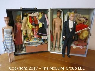 1962 Barbie and Ken doll case; dolls and full contents; by Mattel. {This Lot was updated on May 27th, with nearly 100 photos of all the contents}