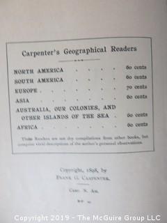 Book Title: "Carpenter's Geographical Reader (North America)" by Frank G. Carpenter; pub by American Book Co.; 1898