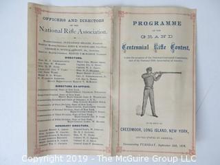 Phamplet:  "Programme of the Grand Rifle Contest"; 1876;  under the auspices of the Centennial Commission and the NRA