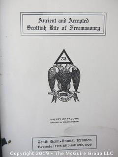 Ancient and Accepted Scottish Rite of Freemasonry (32); Valley of Tacoma, Orient of Washington; Tenth Semi Annual Reunion; 1908