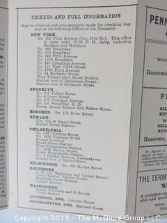 Train schedule of the Pennsylvania Railroad; 1909