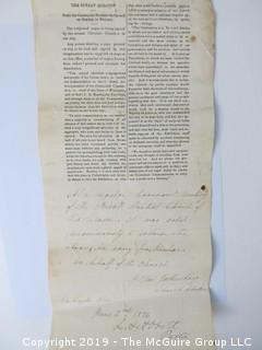 1875 Letter to General Jos. R. Hawley asking him to preside over the Centennial Exhibition in 1876, Philadelphia; and the opening program