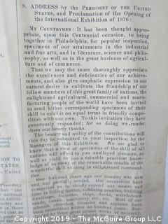 1875 Letter to General Jos. R. Hawley asking him to preside over the Centennial Exhibition in 1876, Philadelphia; and the opening program