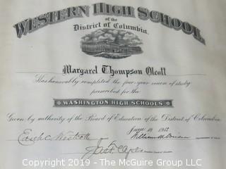 1912 Western High School of the District of Columbia Degree Awarded Margaret T. Olcott 