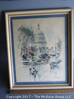 Framed print of the U.S. Capitol; 18 x 24"